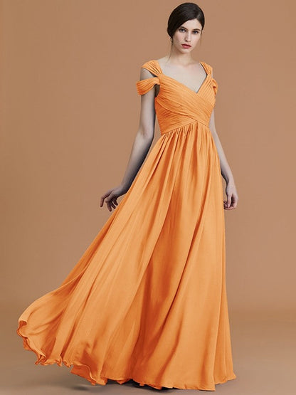 Charming Off-the-Shoulder Sleeveless Ruched Chiffon Bridesmaid Dresses