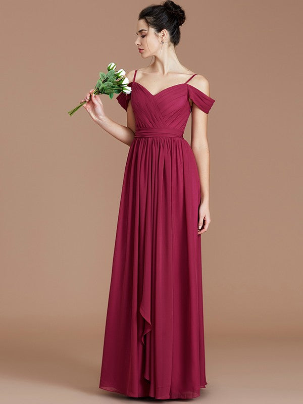 Charming Off-the-Shoulder Sleeveless Ruched Chiffon Bridesmaid Dresses