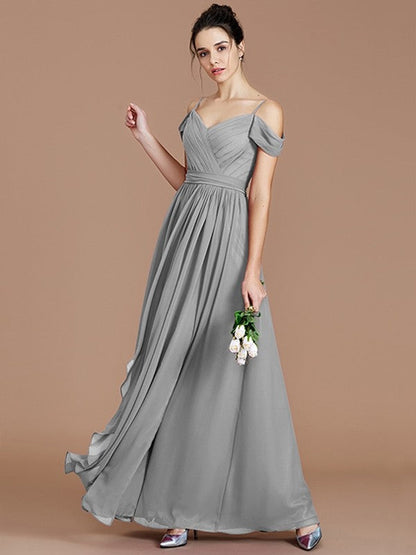 Charming Off-the-Shoulder Sleeveless Ruched Chiffon Bridesmaid Dresses