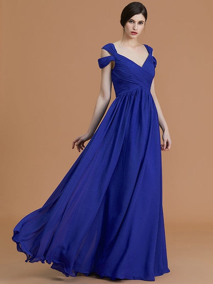 Charming Off-the-Shoulder Sleeveless Ruched Chiffon Bridesmaid Dresses