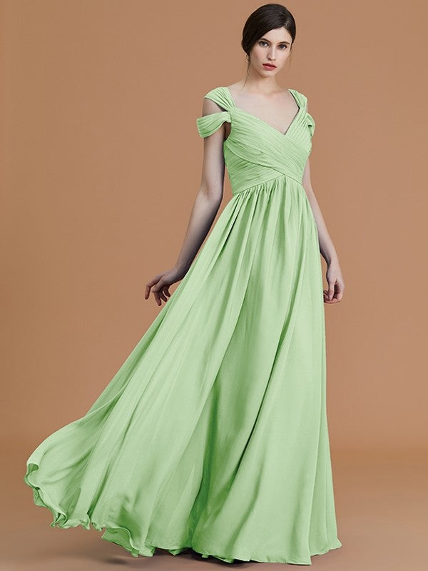 Charming Off-the-Shoulder Sleeveless Ruched Chiffon Bridesmaid Dresses