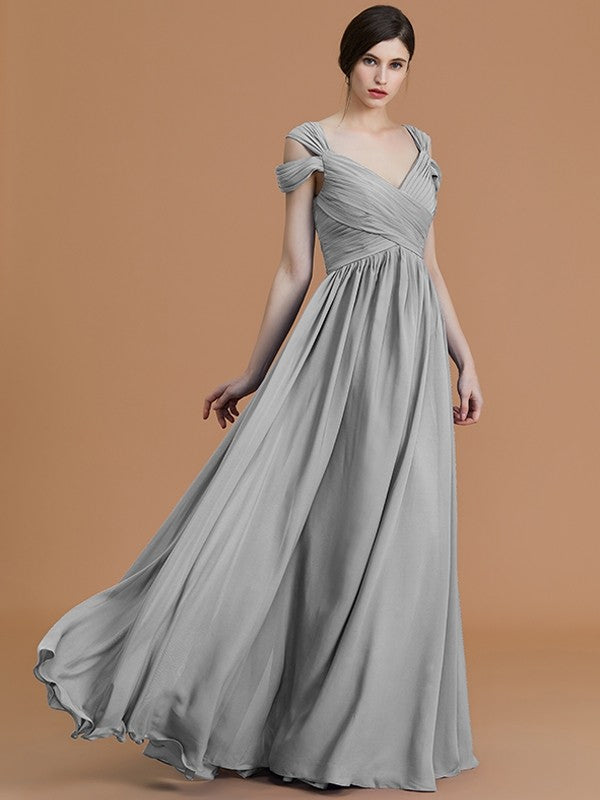 Charming Off-the-Shoulder Sleeveless Ruched Chiffon Bridesmaid Dresses