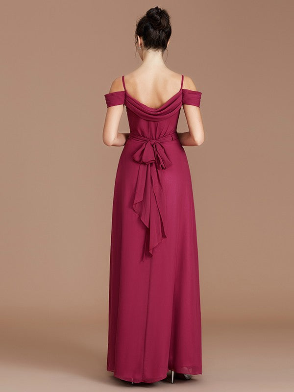 Charming Off-the-Shoulder Sleeveless Ruched Chiffon Bridesmaid Dresses