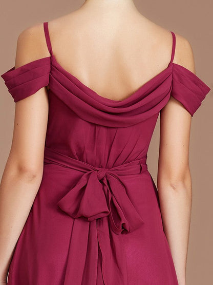 Charming Off-the-Shoulder Sleeveless Ruched Chiffon Bridesmaid Dresses