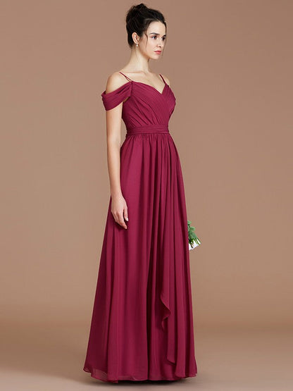 Charming Off-the-Shoulder Sleeveless Ruched Chiffon Bridesmaid Dresses