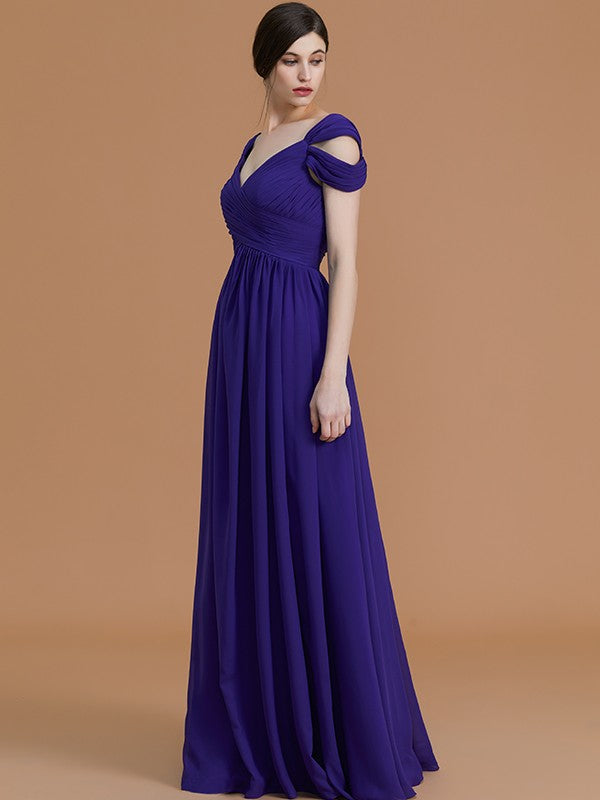 Charming Off-the-Shoulder Sleeveless Ruched Chiffon Bridesmaid Dresses