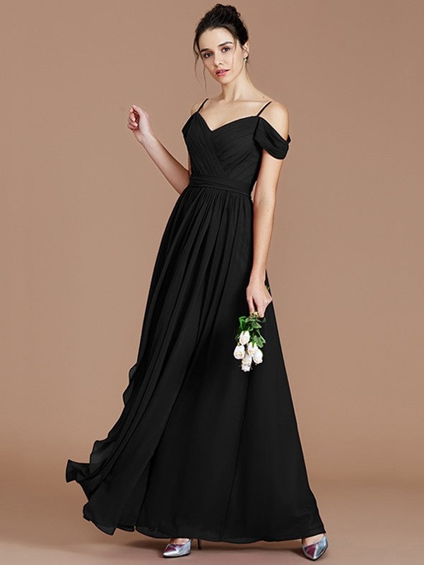 Charming Off-the-Shoulder Sleeveless Ruched Chiffon Bridesmaid Dresses