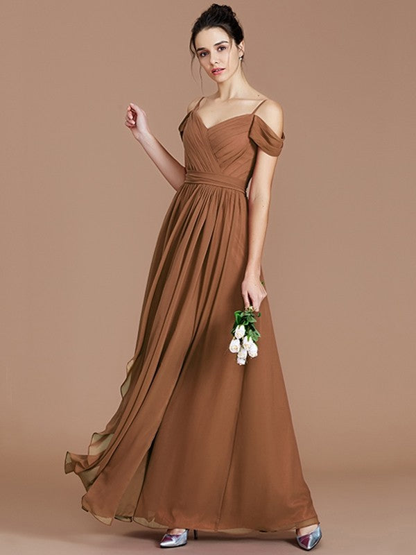 Charming Off-the-Shoulder Sleeveless Ruched Chiffon Bridesmaid Dresses