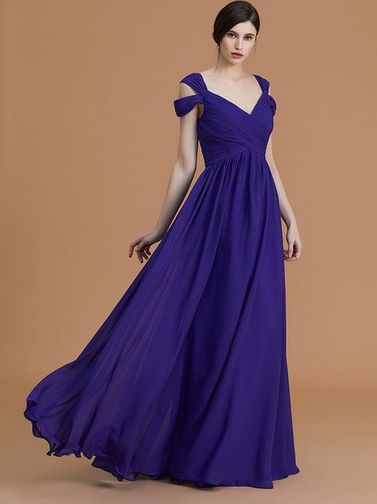 Charming Off-the-Shoulder Sleeveless Ruched Chiffon Bridesmaid Dresses