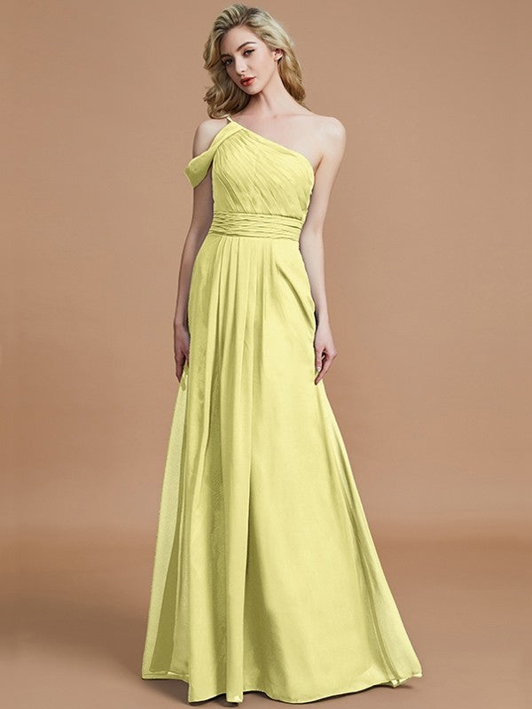 Charming One Shoulder Chiffon Sleeveless Bridesmaid Dresses