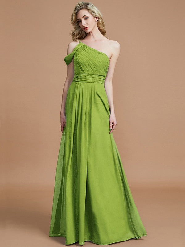 Charming One Shoulder Chiffon Sleeveless Bridesmaid Dresses