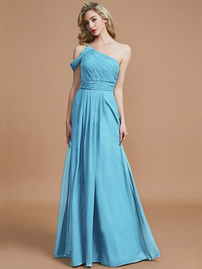 Charming One Shoulder Chiffon Sleeveless Bridesmaid Dresses