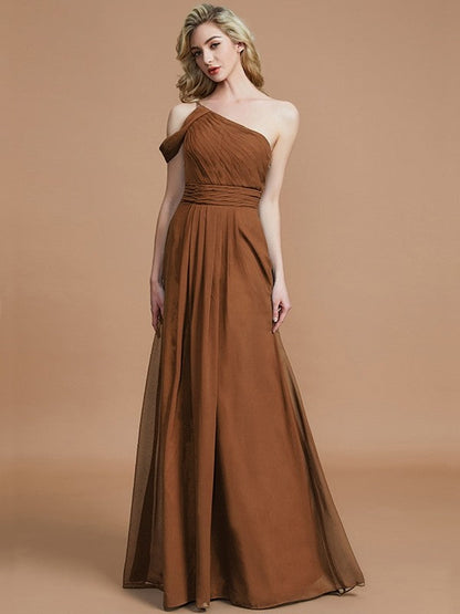 Charming One Shoulder Chiffon Sleeveless Bridesmaid Dresses