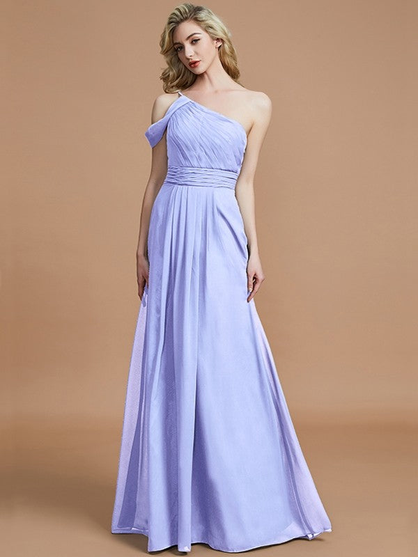 Charming One Shoulder Chiffon Sleeveless Bridesmaid Dresses