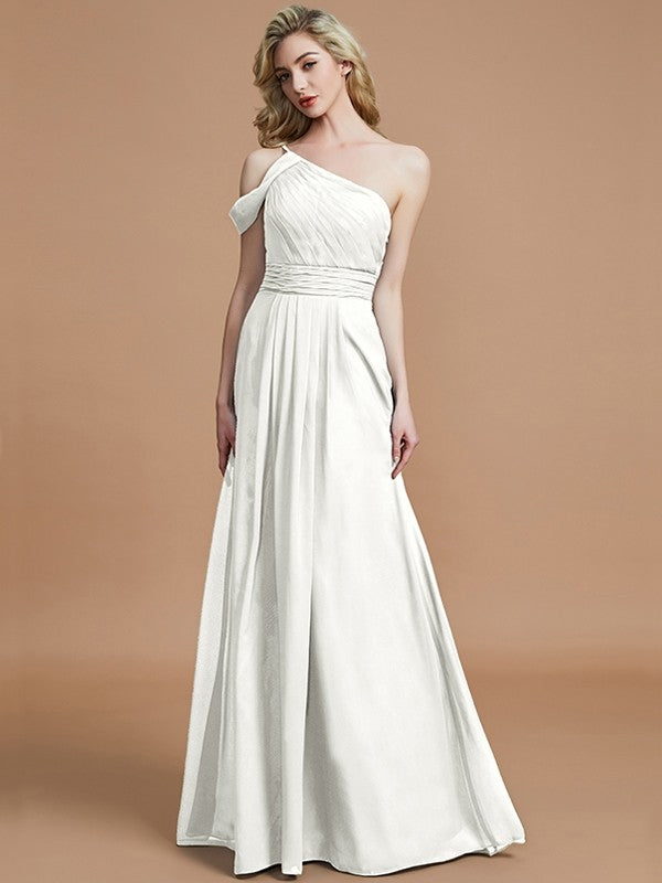 Charming One Shoulder Chiffon Sleeveless Bridesmaid Dresses