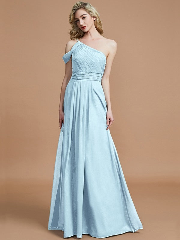 Charming One Shoulder Chiffon Sleeveless Bridesmaid Dresses