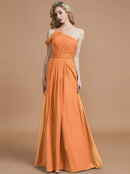 Charming One Shoulder Chiffon Sleeveless Bridesmaid Dresses