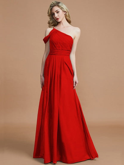 Charming One Shoulder Chiffon Sleeveless Bridesmaid Dresses