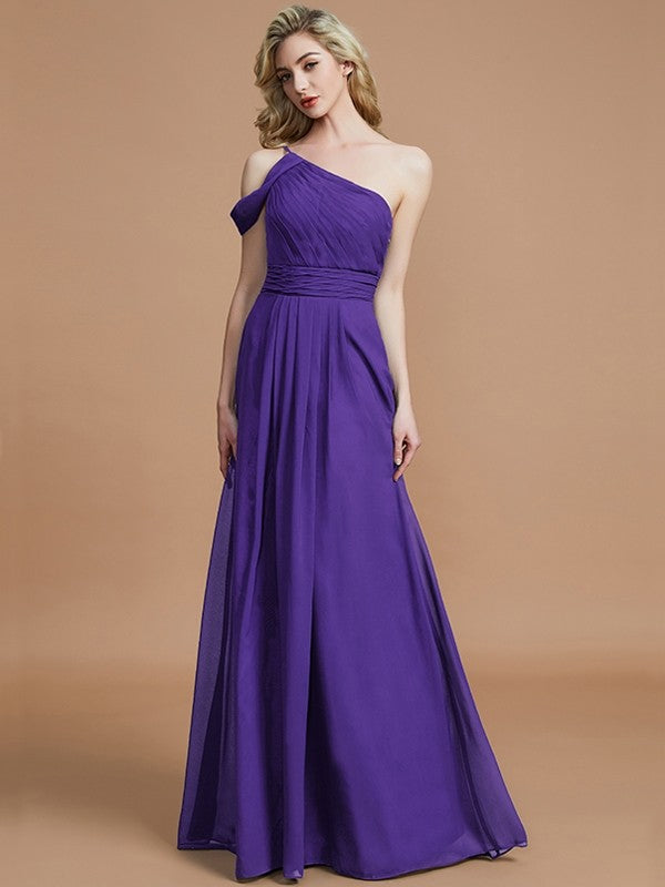 Charming One Shoulder Chiffon Sleeveless Bridesmaid Dresses