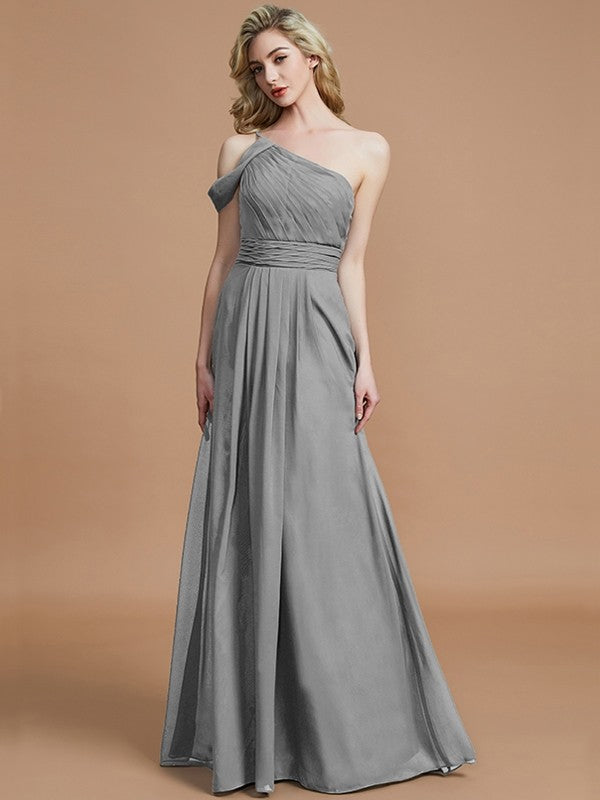 Charming One Shoulder Chiffon Sleeveless Bridesmaid Dresses