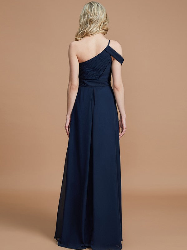 Charming One Shoulder Chiffon Sleeveless Bridesmaid Dresses