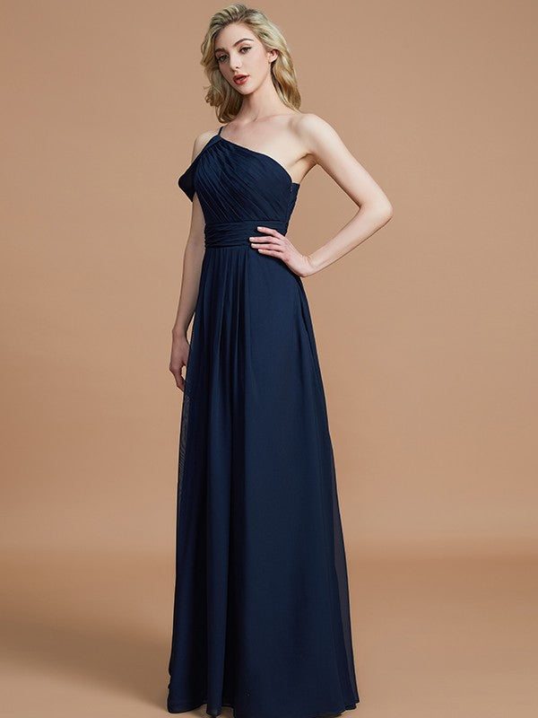 Charming One Shoulder Chiffon Sleeveless Bridesmaid Dresses