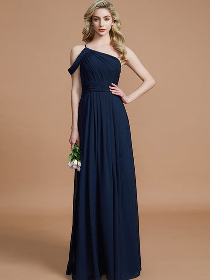 Charming One Shoulder Chiffon Sleeveless Bridesmaid Dresses