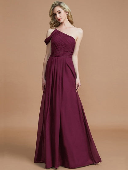 Charming One Shoulder Chiffon Sleeveless Bridesmaid Dresses