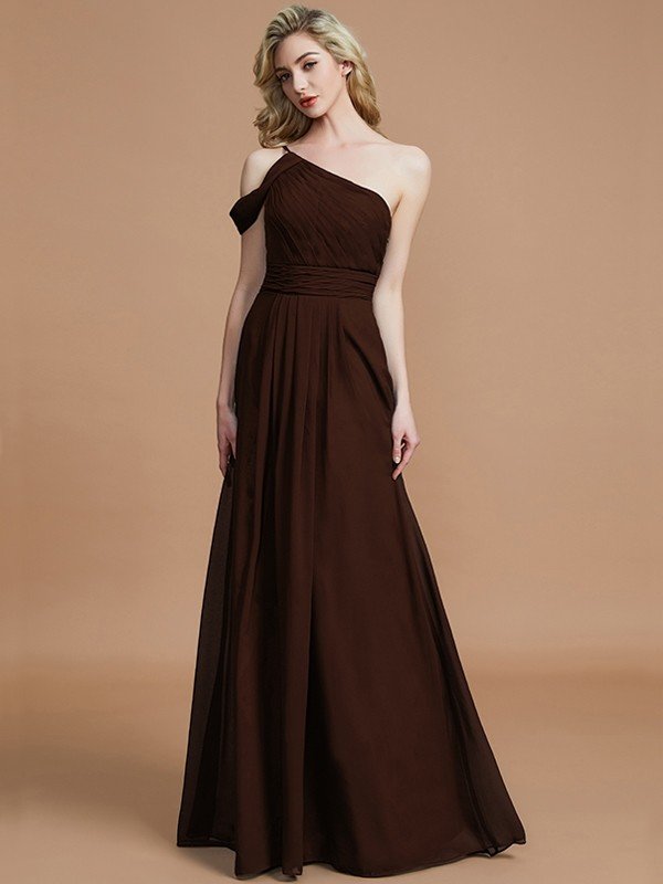 Charming One Shoulder Chiffon Sleeveless Bridesmaid Dresses