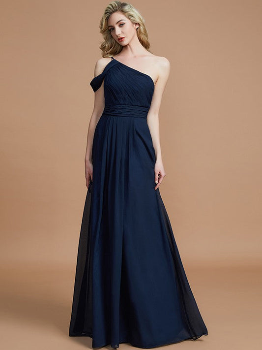 Charming One Shoulder Chiffon Sleeveless Bridesmaid Dresses