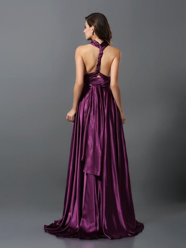 Charming Pleats Sleeveless Long Bridesmaid Dresses