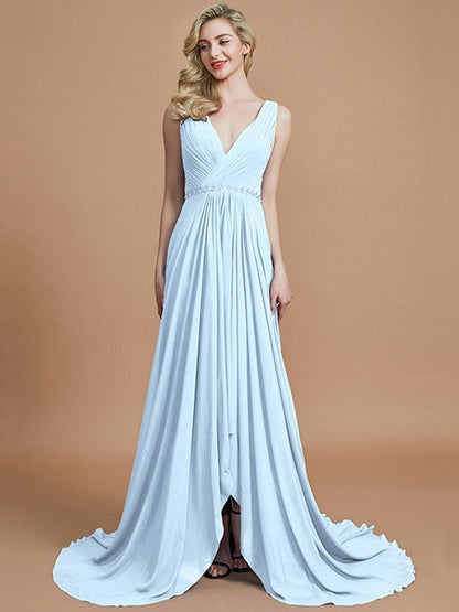 Charming Sleeveless V-neck Chiffon Bridesmaid Dresses