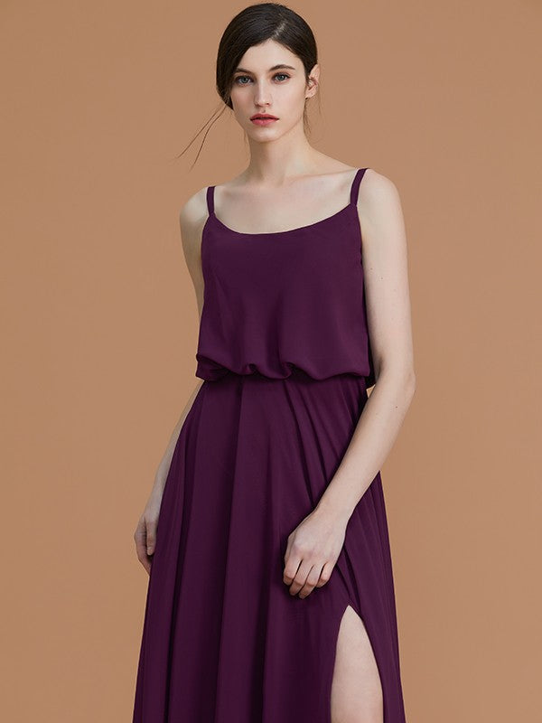 Charming Spaghetti Straps Sleeveless Ruffles Chiffon Bridesmaid Dresses