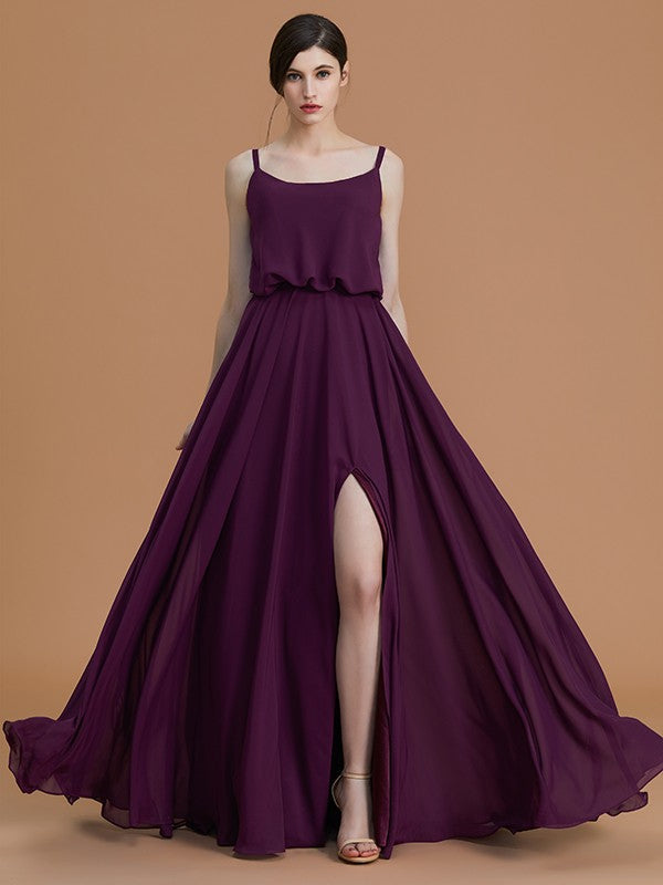 Charming Spaghetti Straps Sleeveless Ruffles Chiffon Bridesmaid Dresses