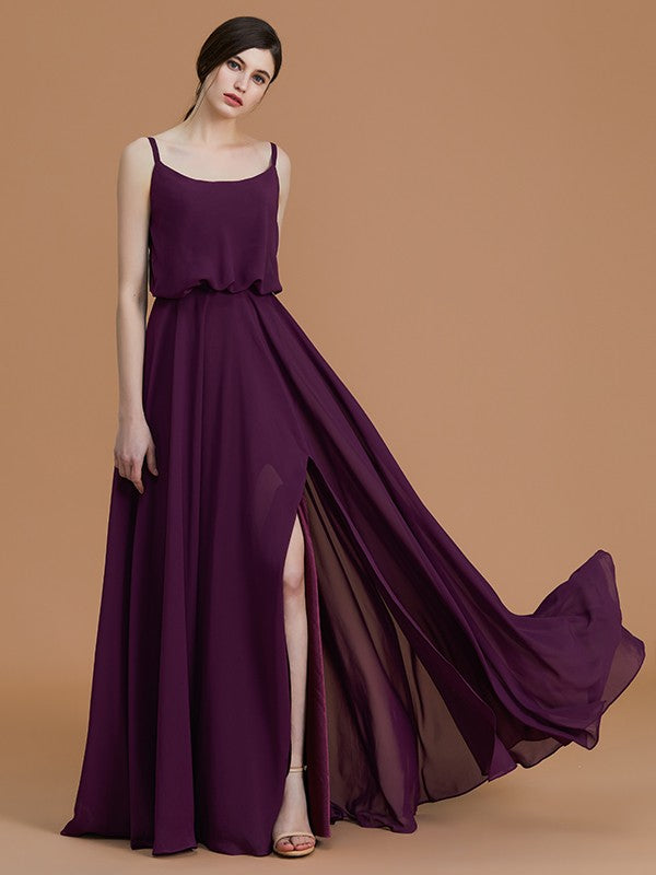 Charming Spaghetti Straps Sleeveless Ruffles Chiffon Bridesmaid Dresses