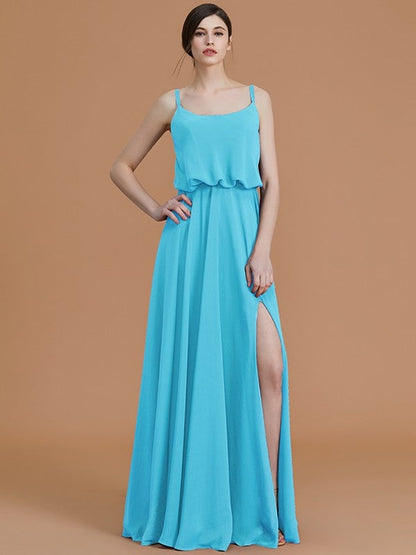 Charming Spaghetti Straps Sleeveless Ruffles Chiffon Bridesmaid Dresses