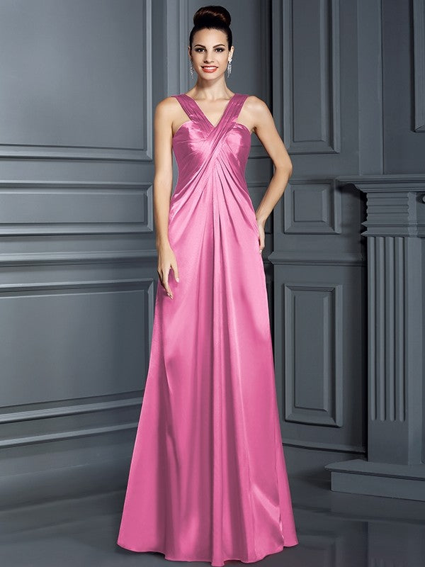 Charming Straps Sleeveless Long Bridesmaid Dresses