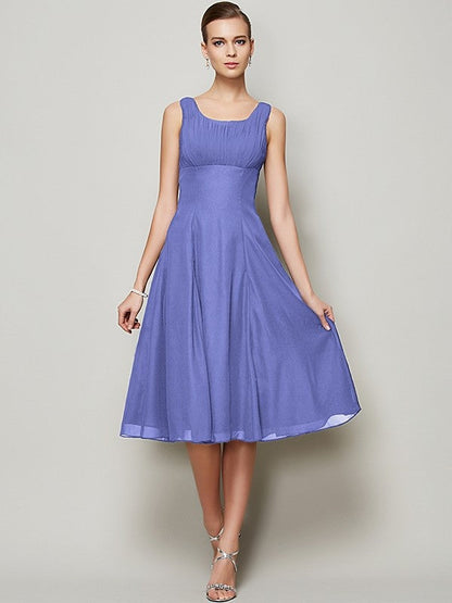 Charming Straps Sleeveless Pleats Short Chiffon Bridesmaid Dresses