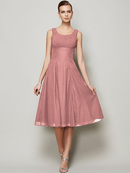 Charming Straps Sleeveless Pleats Short Chiffon Bridesmaid Dresses