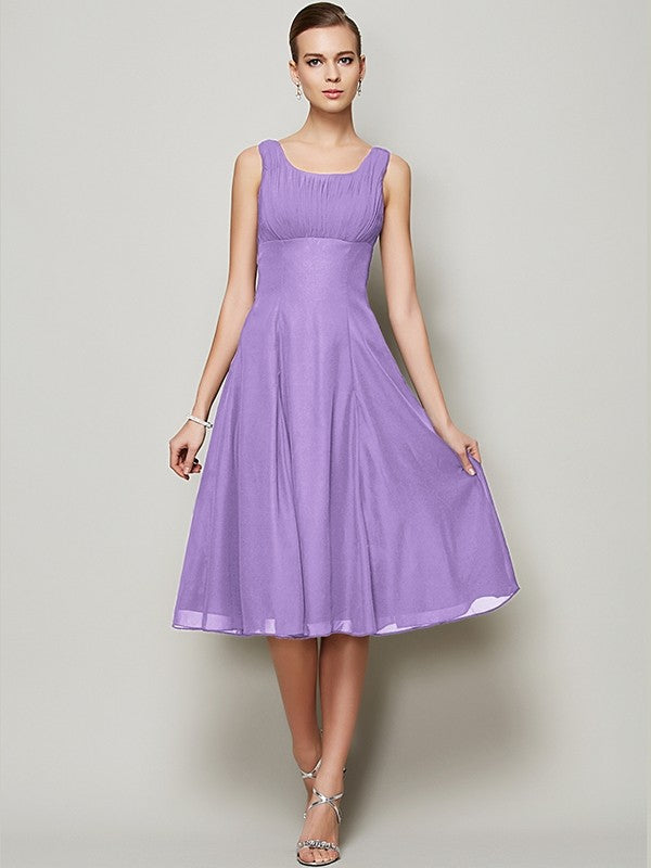 Charming Straps Sleeveless Pleats Short Chiffon Bridesmaid Dresses