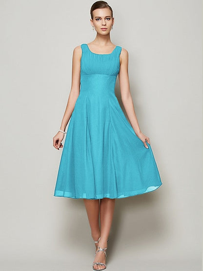 Charming Straps Sleeveless Pleats Short Chiffon Bridesmaid Dresses