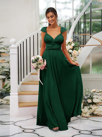 Classic Ruched V-Neck Jersey Sleeveless Bridesmaid Dresses