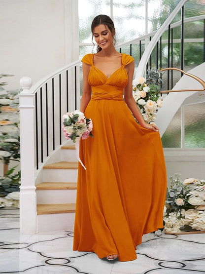 Classic Ruched V-Neck Jersey Sleeveless Bridesmaid Dresses