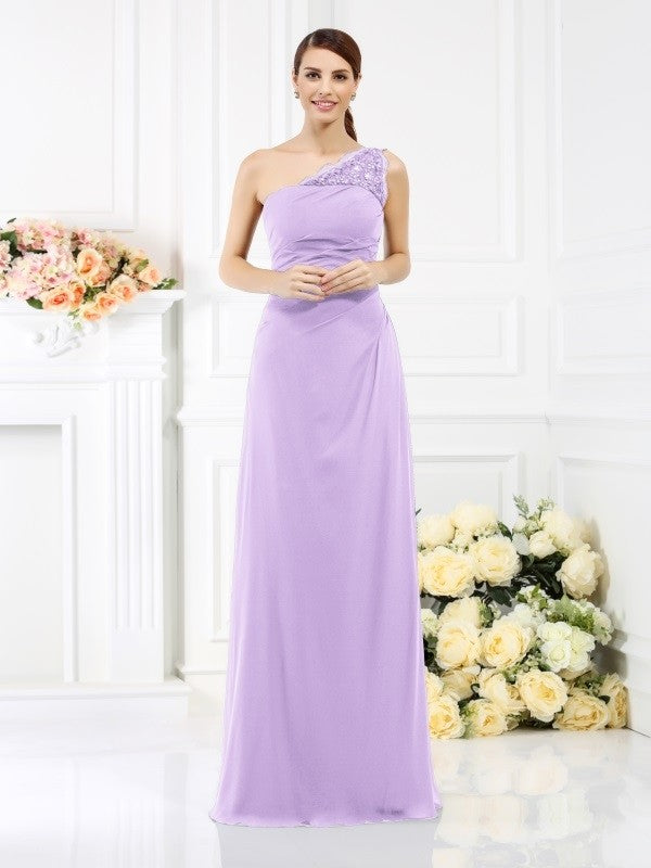 Classy Sleeveless One Shoulders Long Satin Bridesmaid Dresses