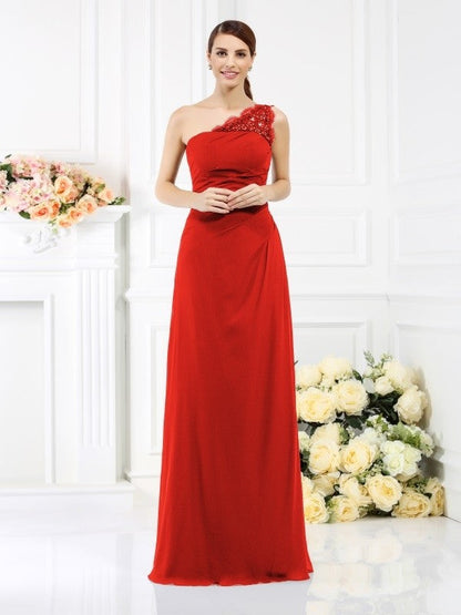 Classy Sleeveless One Shoulders Long Satin Bridesmaid Dresses