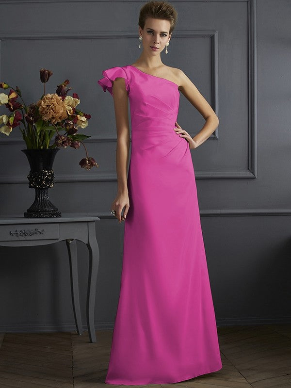 Classy Sleeveless One Shoulders Pleats Long Bridesmaid Dresses