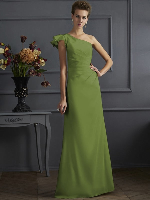 Classy Sleeveless One Shoulders Pleats Long Bridesmaid Dresses