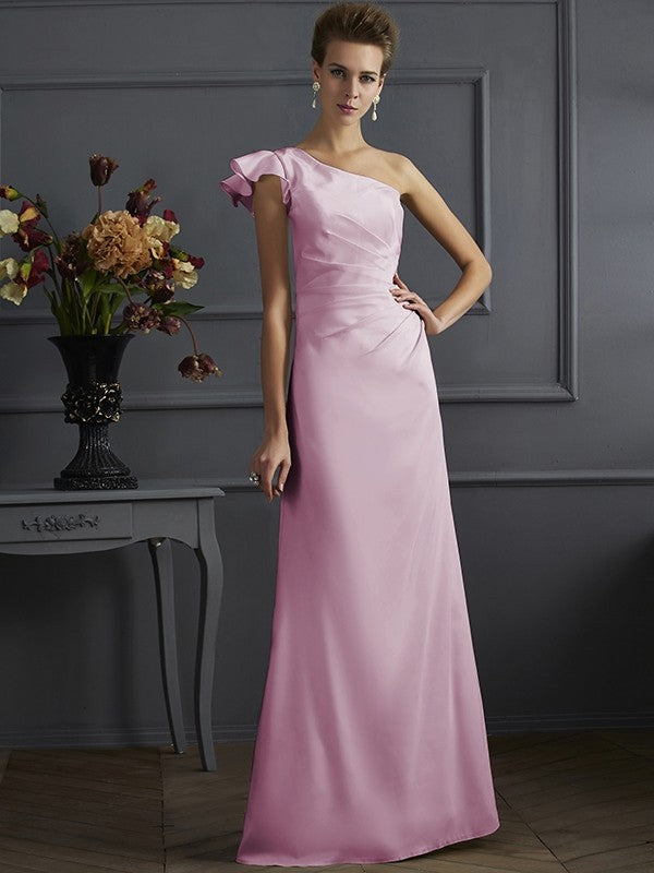 Classy Sleeveless One Shoulders Pleats Long Bridesmaid Dresses