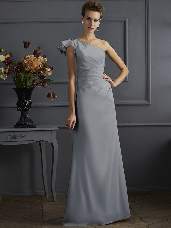 Classy Sleeveless One Shoulders Pleats Long Bridesmaid Dresses