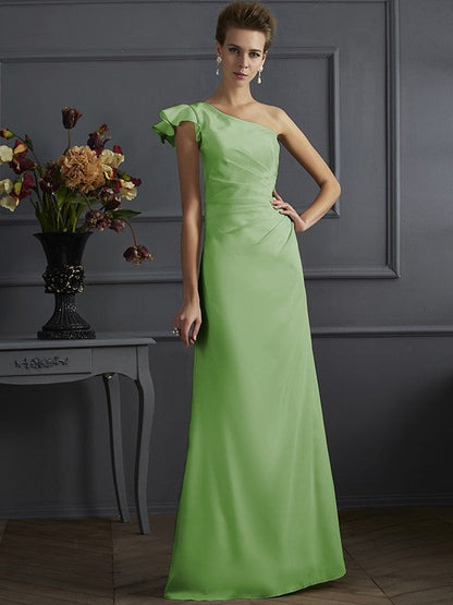 Classy Sleeveless One Shoulders Pleats Long Bridesmaid Dresses